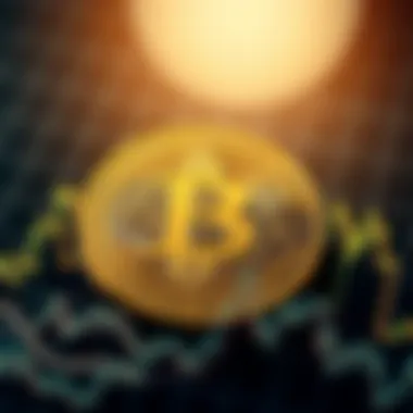 Bitcoin's Market Dynamics Bitcoin logo with financial graphs