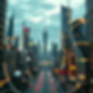 The Future of Finance and Cryptocurrency A futuristic city symbolizing the future of finance