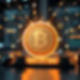 A conceptual illustration of blockchain technology interconnected with financial services